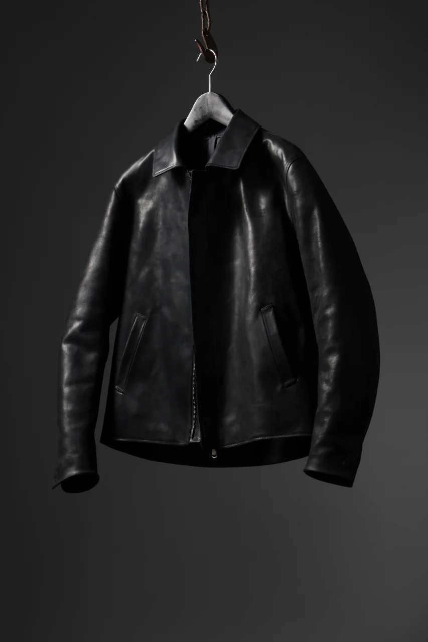 ierib EX-Collared Zip Jacket / Horse Nubuck Leather (BLACK) - Image 47