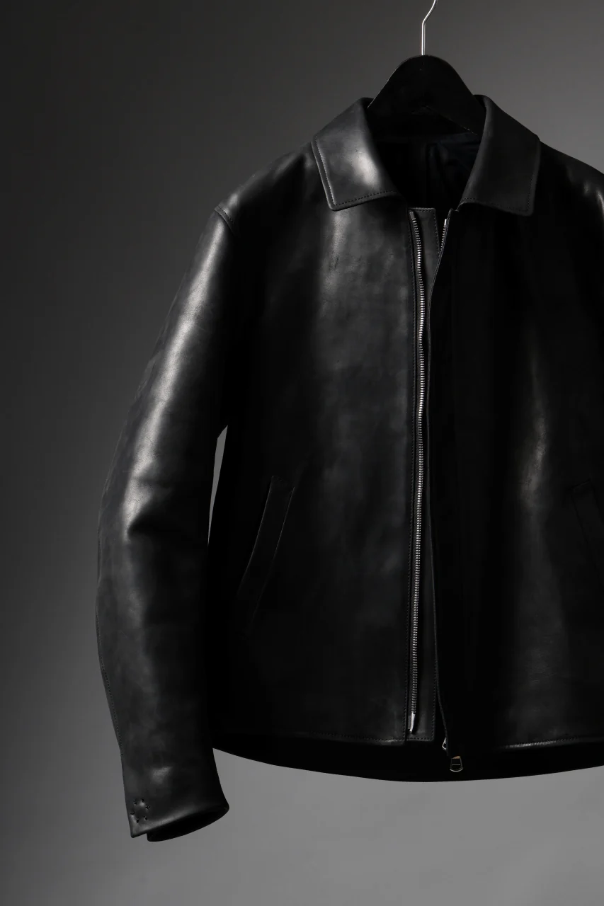 ierib EX-Collared Zip Jacket / Horse Nubuck Leather (BLACK) - Image 50