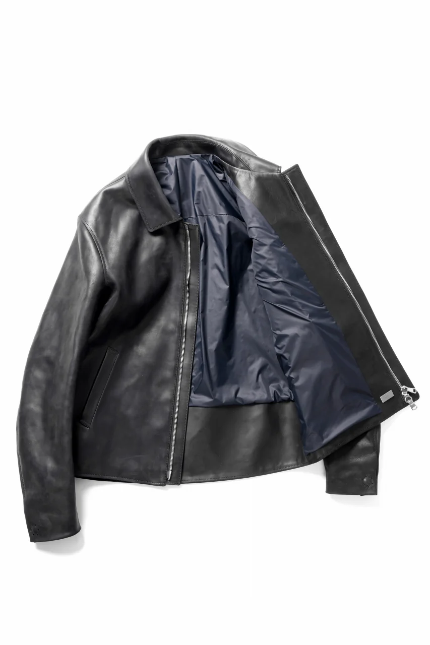 ierib EX-Collared Zip Jacket / Horse Nubuck Leather (BLACK) - Image 6