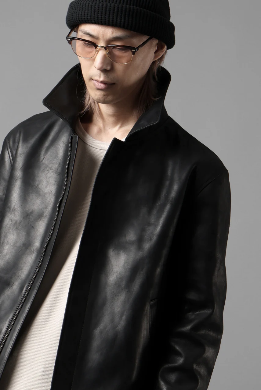 ierib EX-Collared Zip Jacket / Horse Nubuck Leather (BLACK) - Image 60