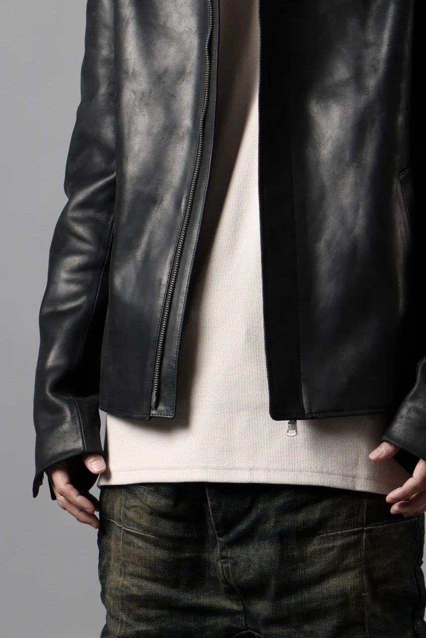 ierib EX-Collared Zip Jacket / Horse Nubuck Leather (BLACK) - Image 63
