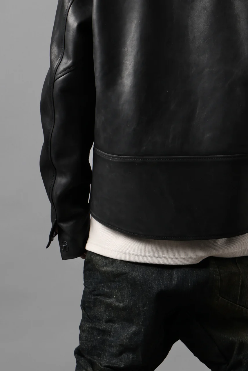 ierib EX-Collared Zip Jacket / Horse Nubuck Leather (BLACK) - Image 64