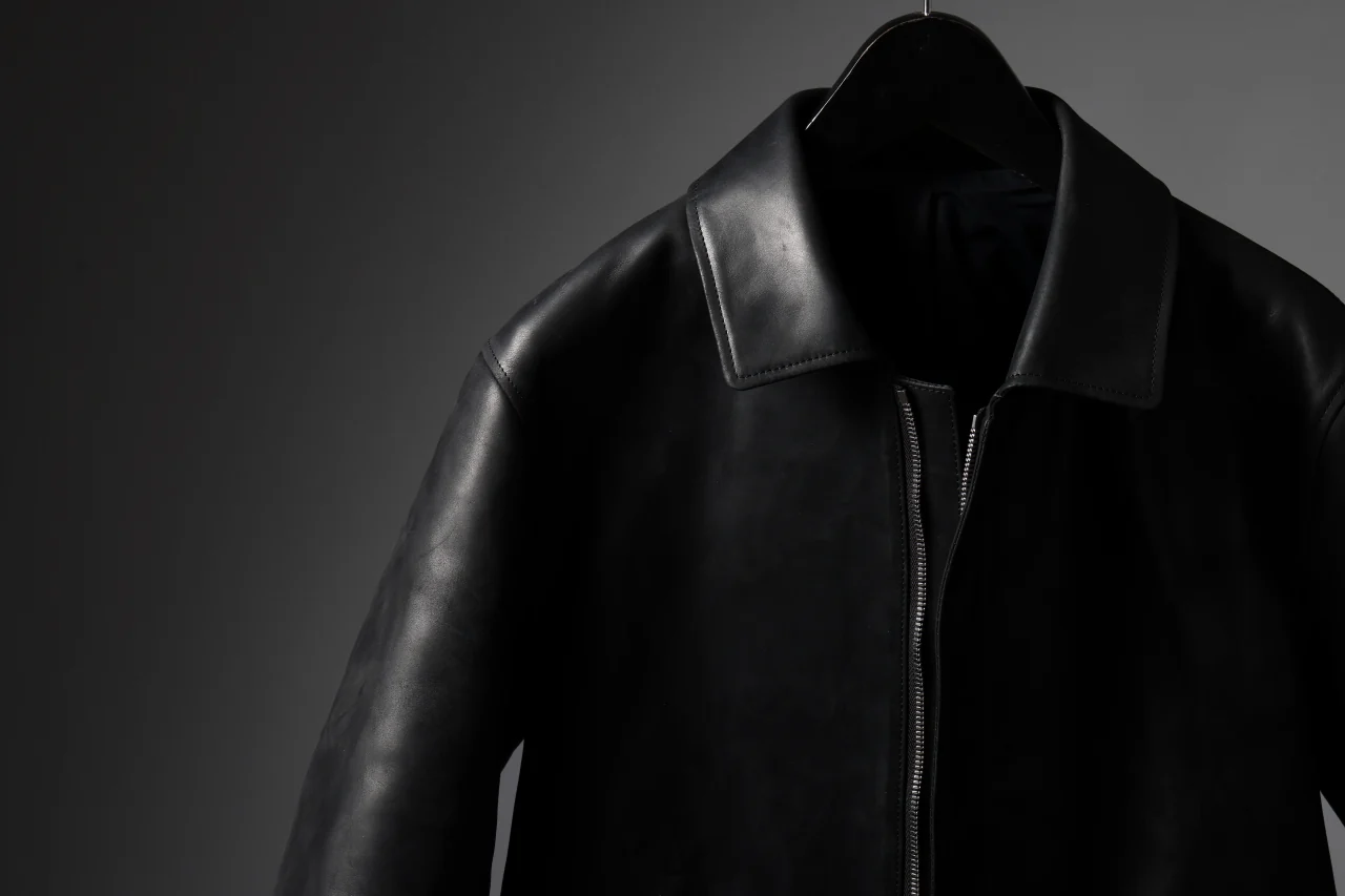ierib EX-Collared Zip Jacket / Horse Nubuck Leather (BLACK) - Image 67