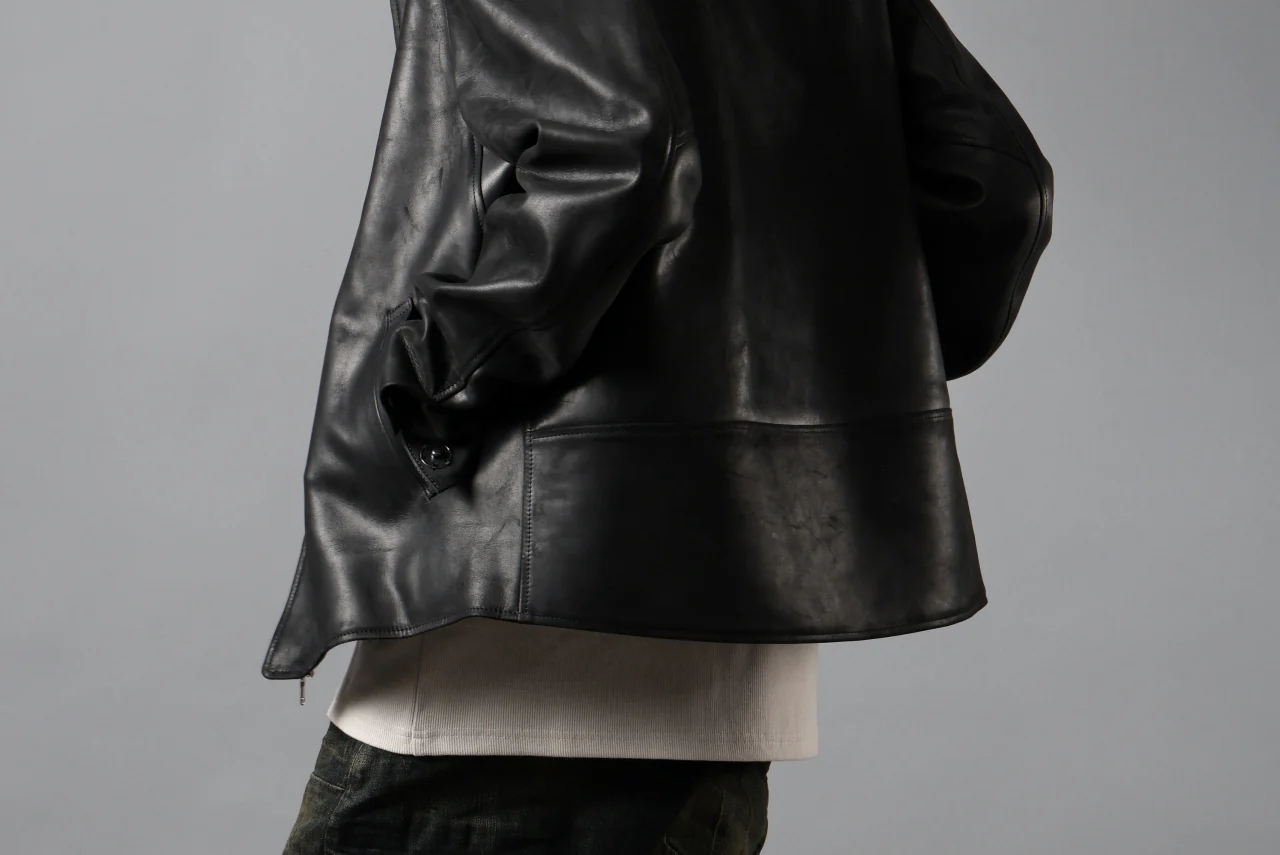 ierib EX-Collared Zip Jacket / Horse Nubuck Leather (BLACK) - Image 68