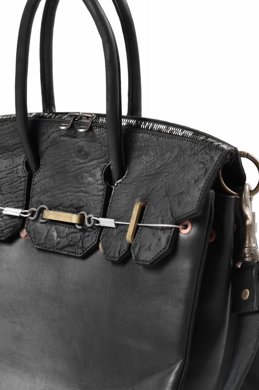 ierib exclusive 2way Bark Bag 35 / Horse Nubuck + Waxed Horse Butt Leather (BLACK) - Image 10