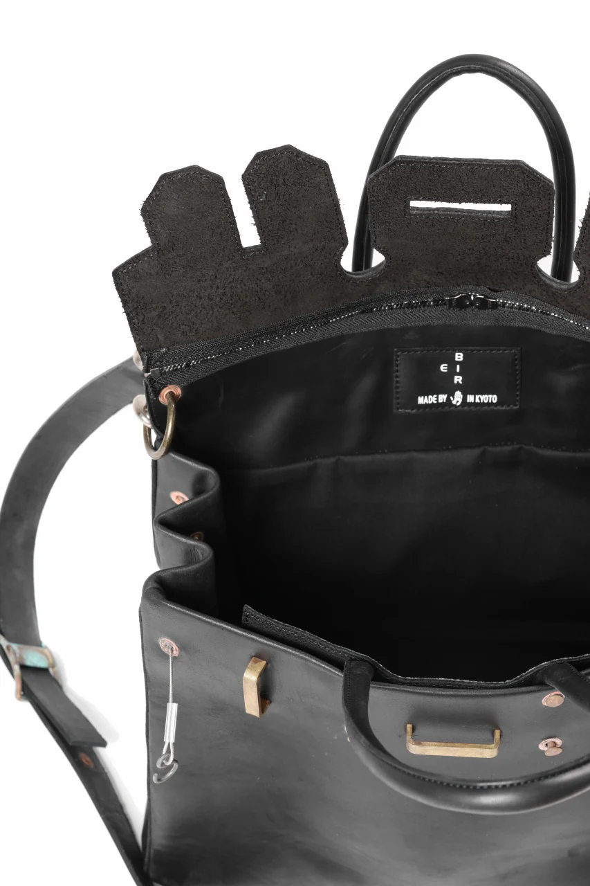 ierib exclusive 2way Bark Bag 35 / Horse Nubuck + Waxed Horse Butt Leather (BLACK) - Image 16