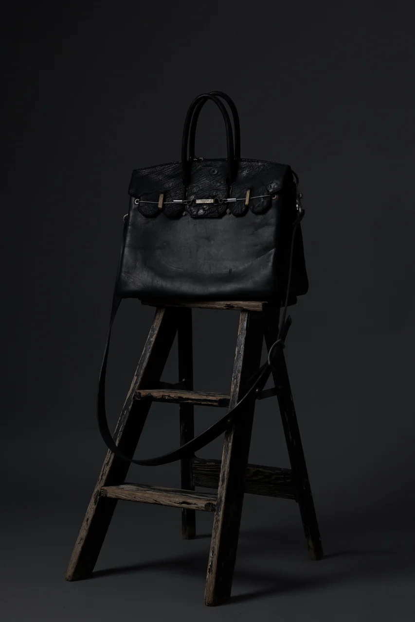 ierib exclusive 2way Bark Bag 35 / Horse Nubuck + Waxed Horse Butt Leather (BLACK) - Image 19