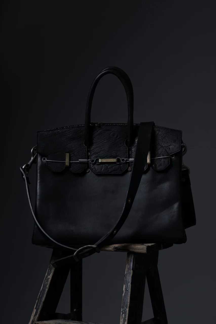 ierib exclusive 2way Bark Bag 35 / Horse Nubuck + Waxed Horse Butt Leather (BLACK) - Image 20