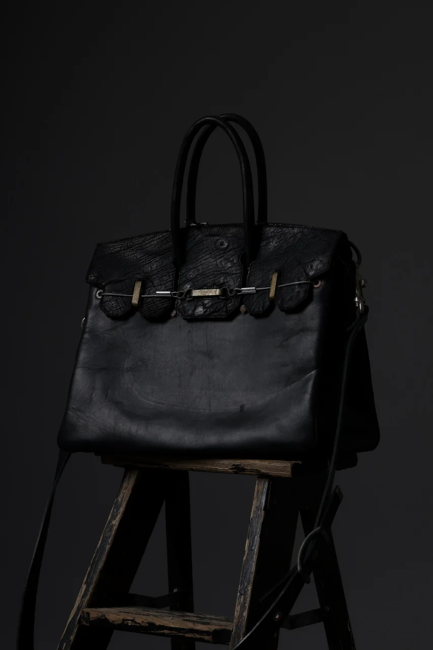 ierib exclusive 2way Bark Bag 35 / Horse Nubuck + Waxed Horse Butt Leather (BLACK) - Image 21