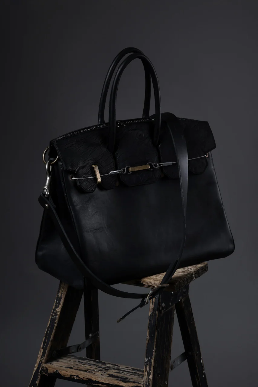 ierib exclusive 2way Bark Bag 35 / Horse Nubuck + Waxed Horse Butt Leather (BLACK) - Image 22