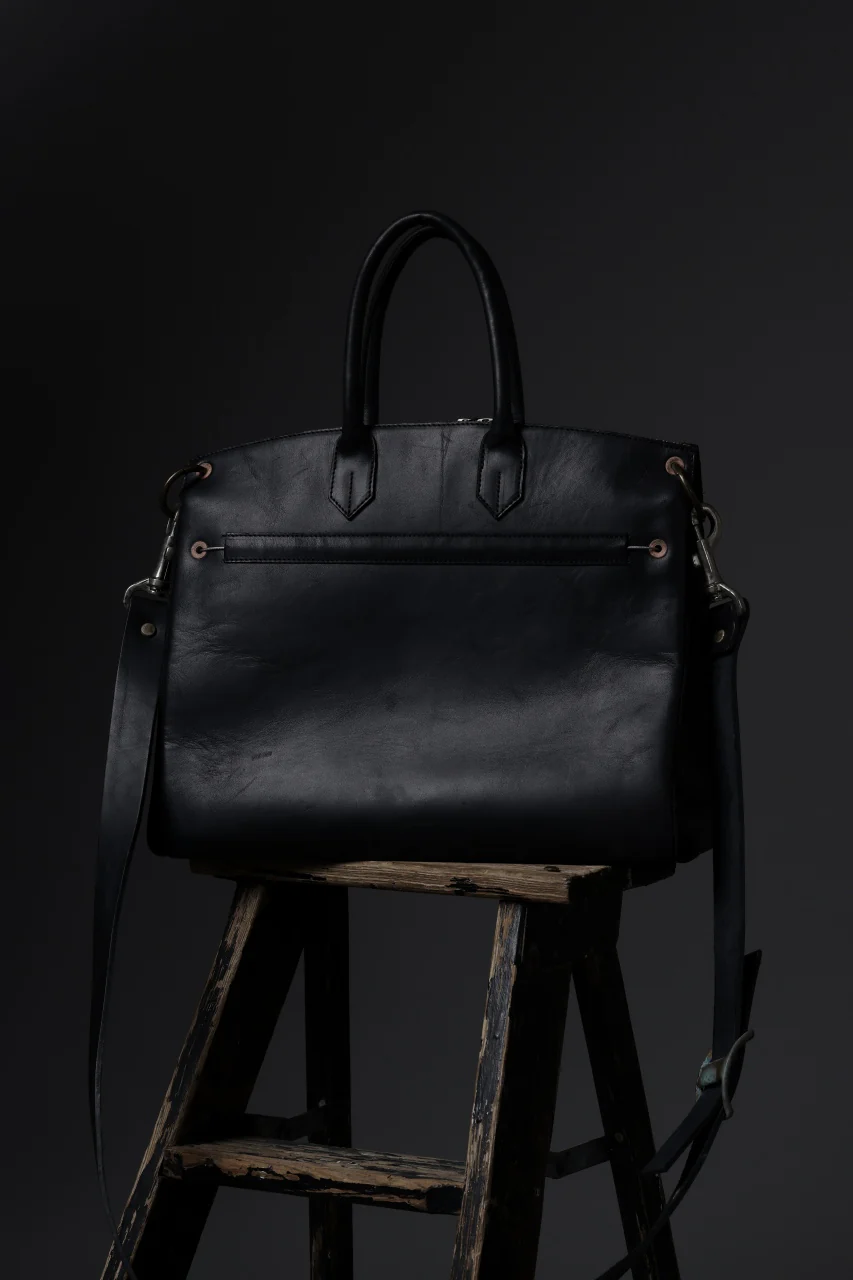 ierib exclusive 2way Bark Bag 35 / Horse Nubuck + Waxed Horse Butt Leather (BLACK) - Image 23