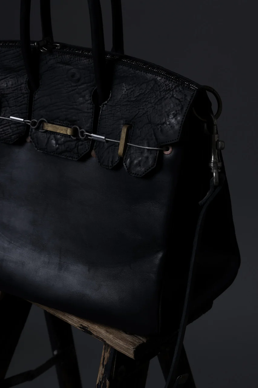 ierib exclusive 2way Bark Bag 35 / Horse Nubuck + Waxed Horse Butt Leather (BLACK) - Image 26