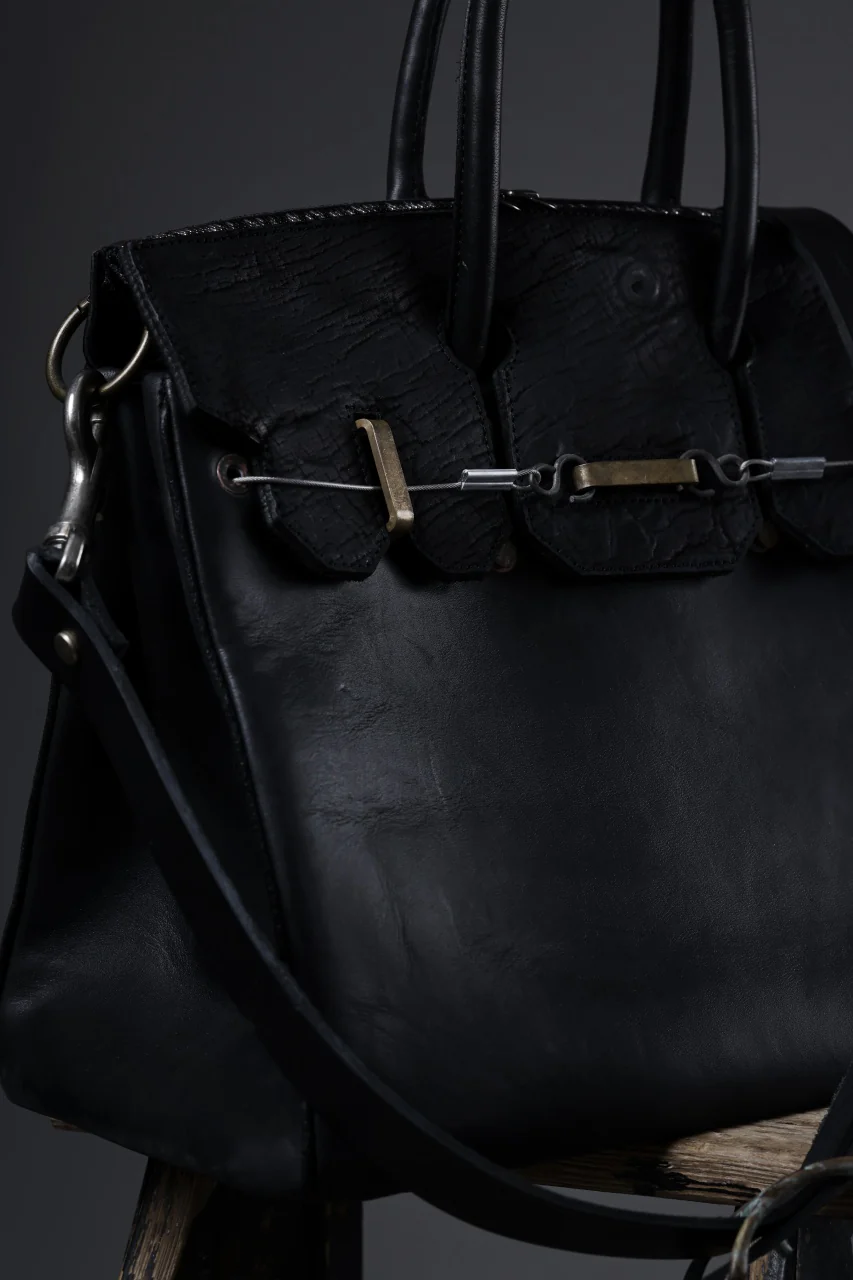 ierib exclusive 2way Bark Bag 35 / Horse Nubuck + Waxed Horse Butt Leather (BLACK) - Image 28