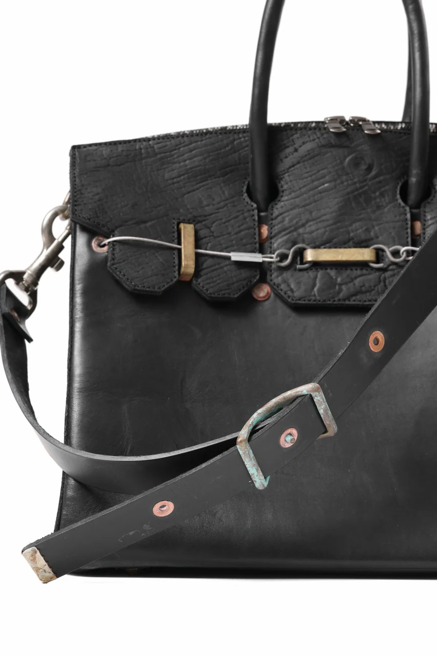 ierib exclusive 2way Bark Bag 35 / Horse Nubuck + Waxed Horse Butt Leather (BLACK) - Image 7