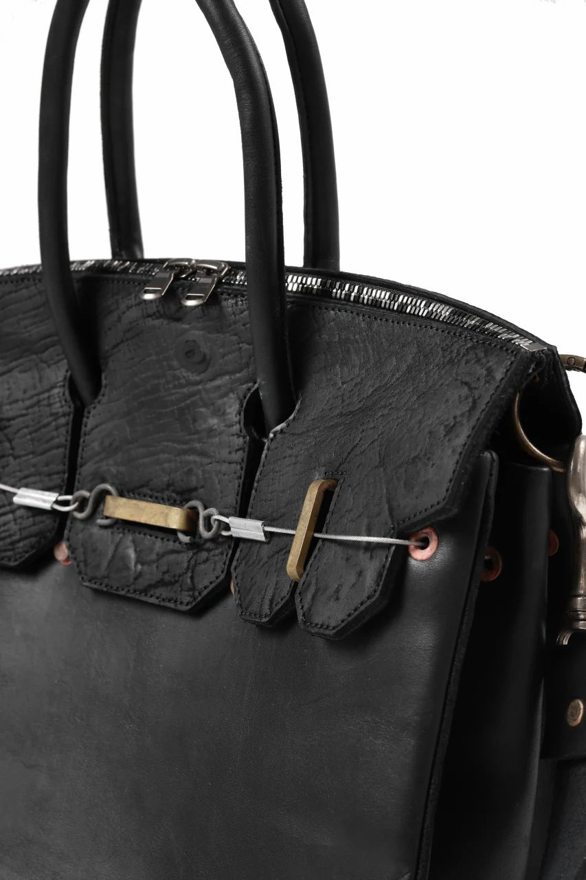 ierib exclusive 2way Bark Bag 35 / Horse Nubuck + Waxed Horse Butt Leather (BLACK) - Image 9
