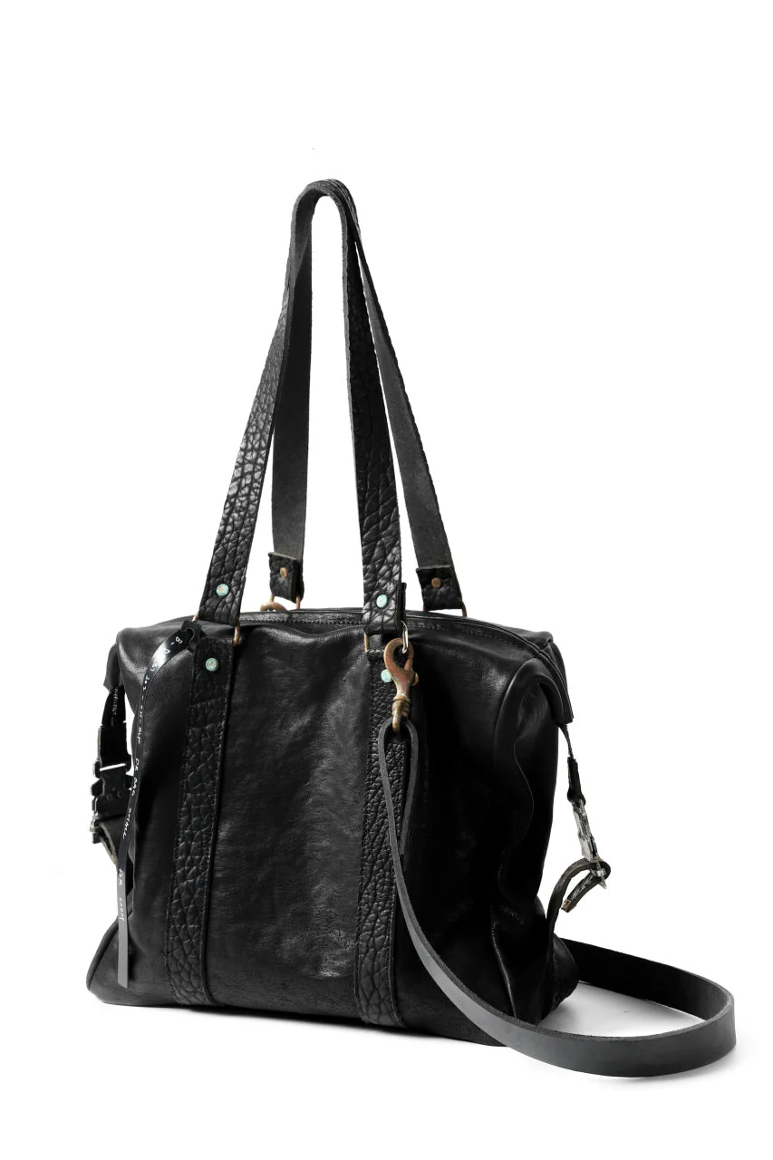 ierib exclusive 2way Doctors Bag Small with Strap Belt / FVT Oiled Horse Leather (BLACK) - Image 10