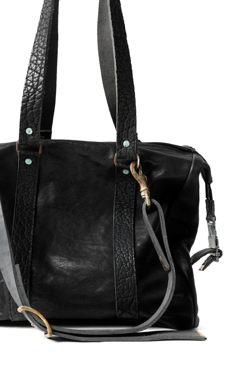 ierib exclusive 2way Doctors Bag Small with Strap Belt / FVT Oiled Horse Leather (BLACK) - Image 13