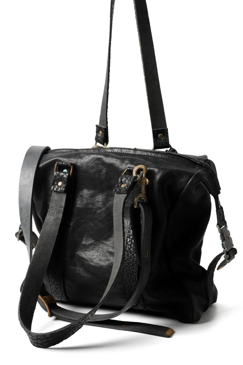 ierib exclusive 2way Doctors Bag Small with Strap Belt / FVT Oiled Horse Leather (BLACK) - Image 22