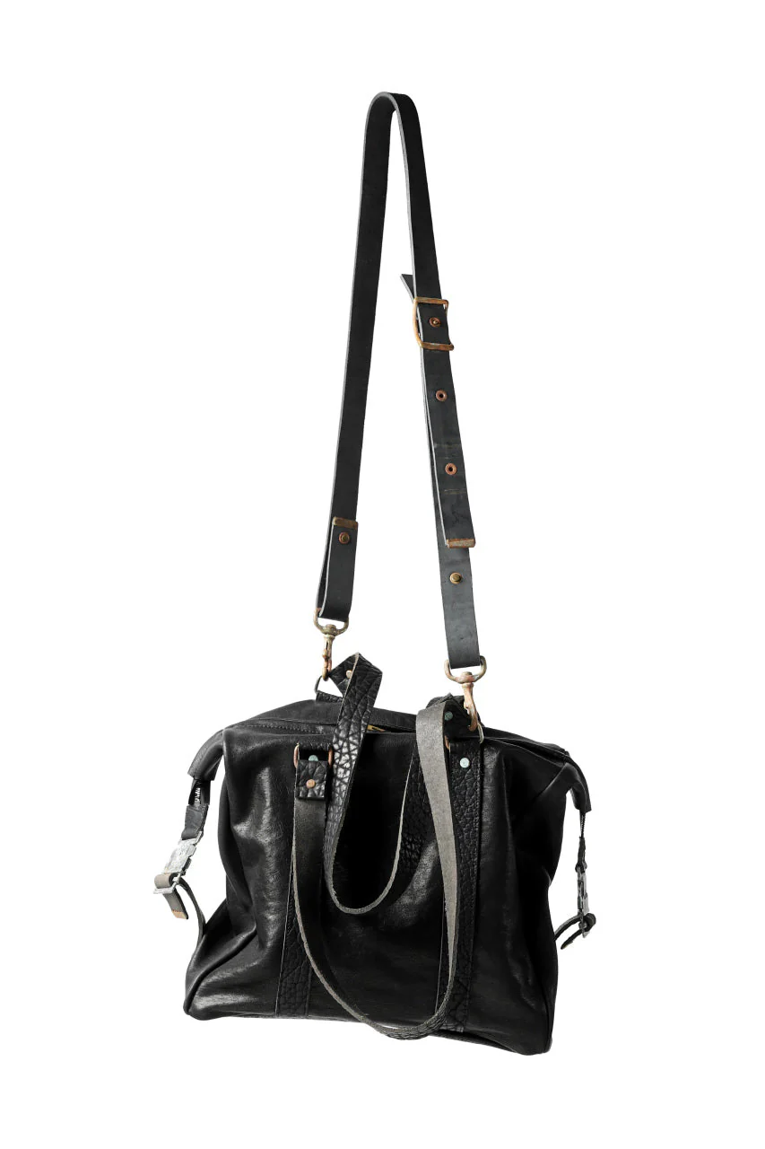 ierib exclusive 2way Doctors Bag Small with Strap Belt / FVT Oiled Horse Leather (BLACK) - Image 26