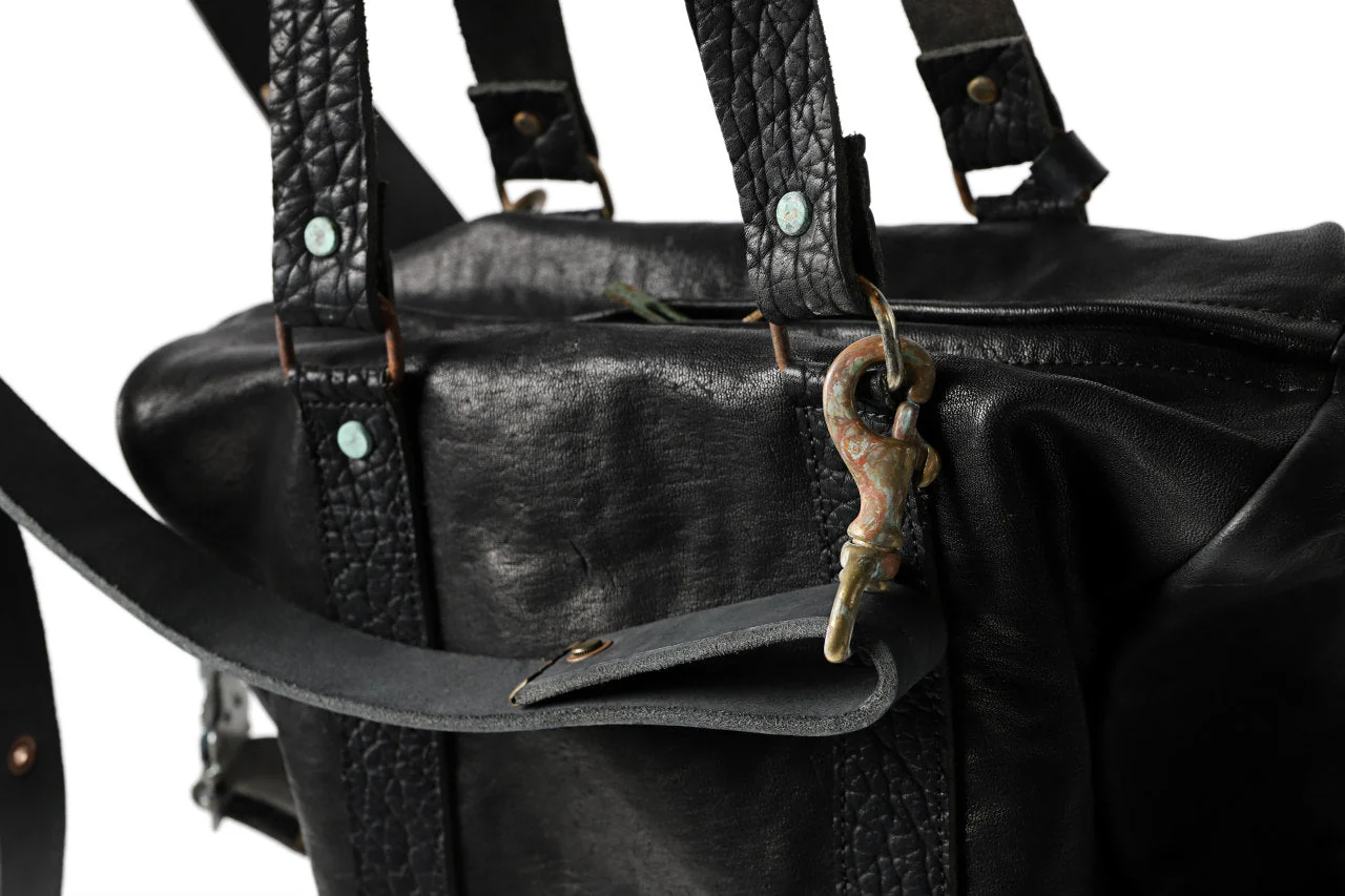 ierib exclusive 2way Doctors Bag Small with Strap Belt / FVT Oiled Horse Leather (BLACK) - Image 32