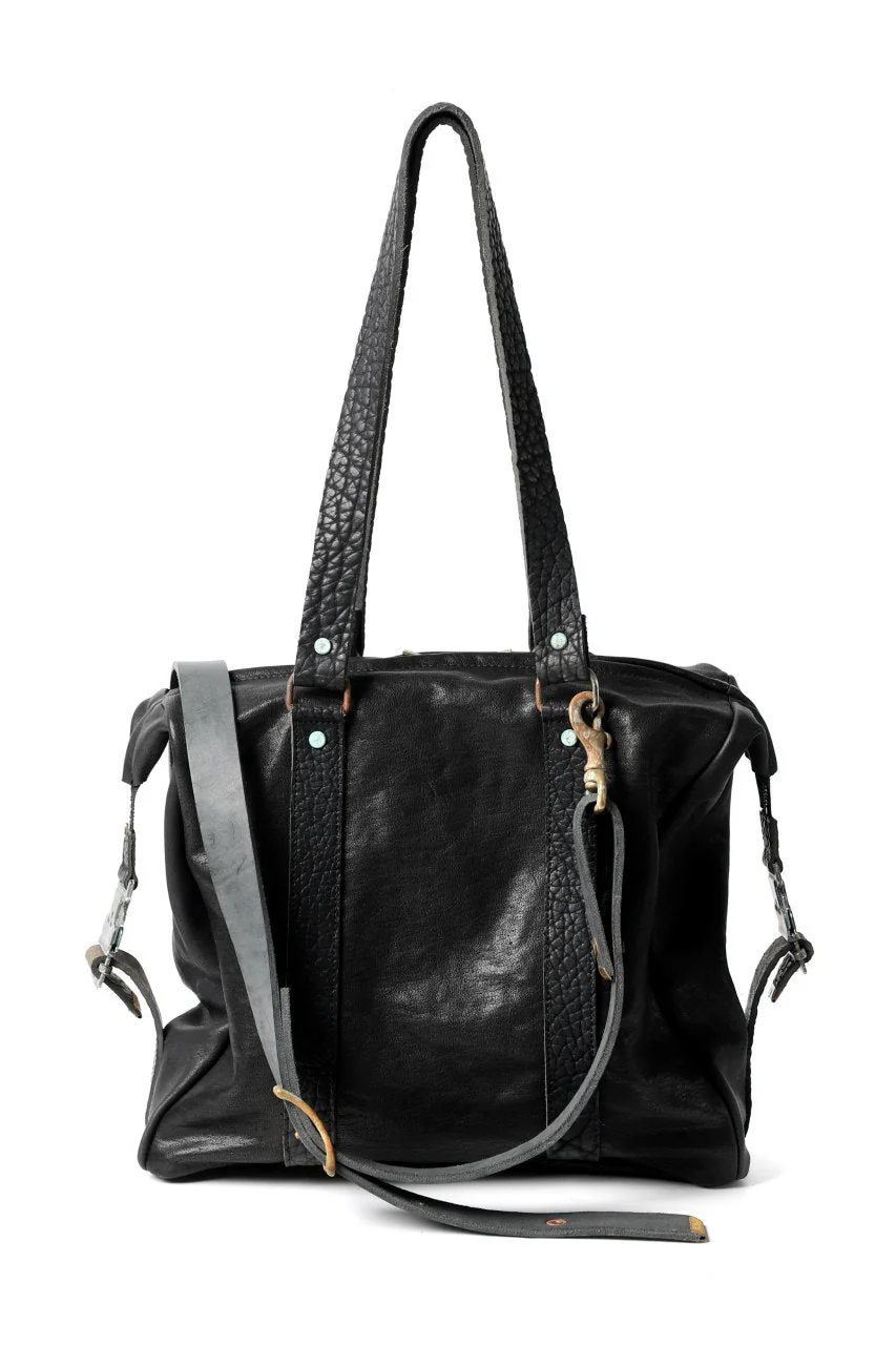 ierib exclusive 2way Doctors Bag Small with Strap Belt / FVT Oiled Horse Leather (BLACK) - Image 5