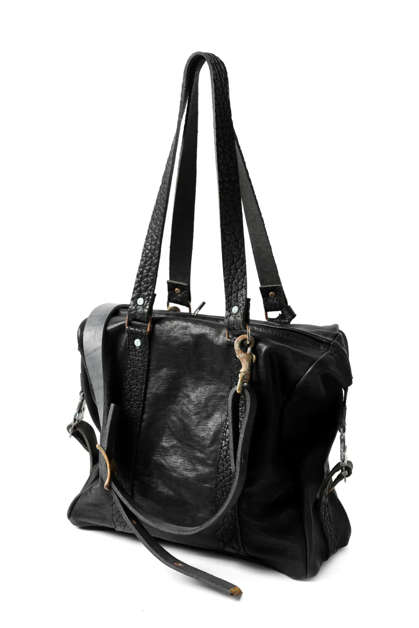 ierib exclusive 2way Doctors Bag Small with Strap Belt / FVT Oiled Horse Leather (BLACK) - Image 6