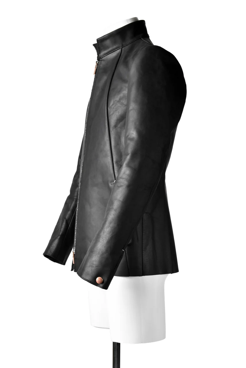ierib exclusive classic zipper jacket / Nicolas Italy Vachetta (BLACK) - Image 3
