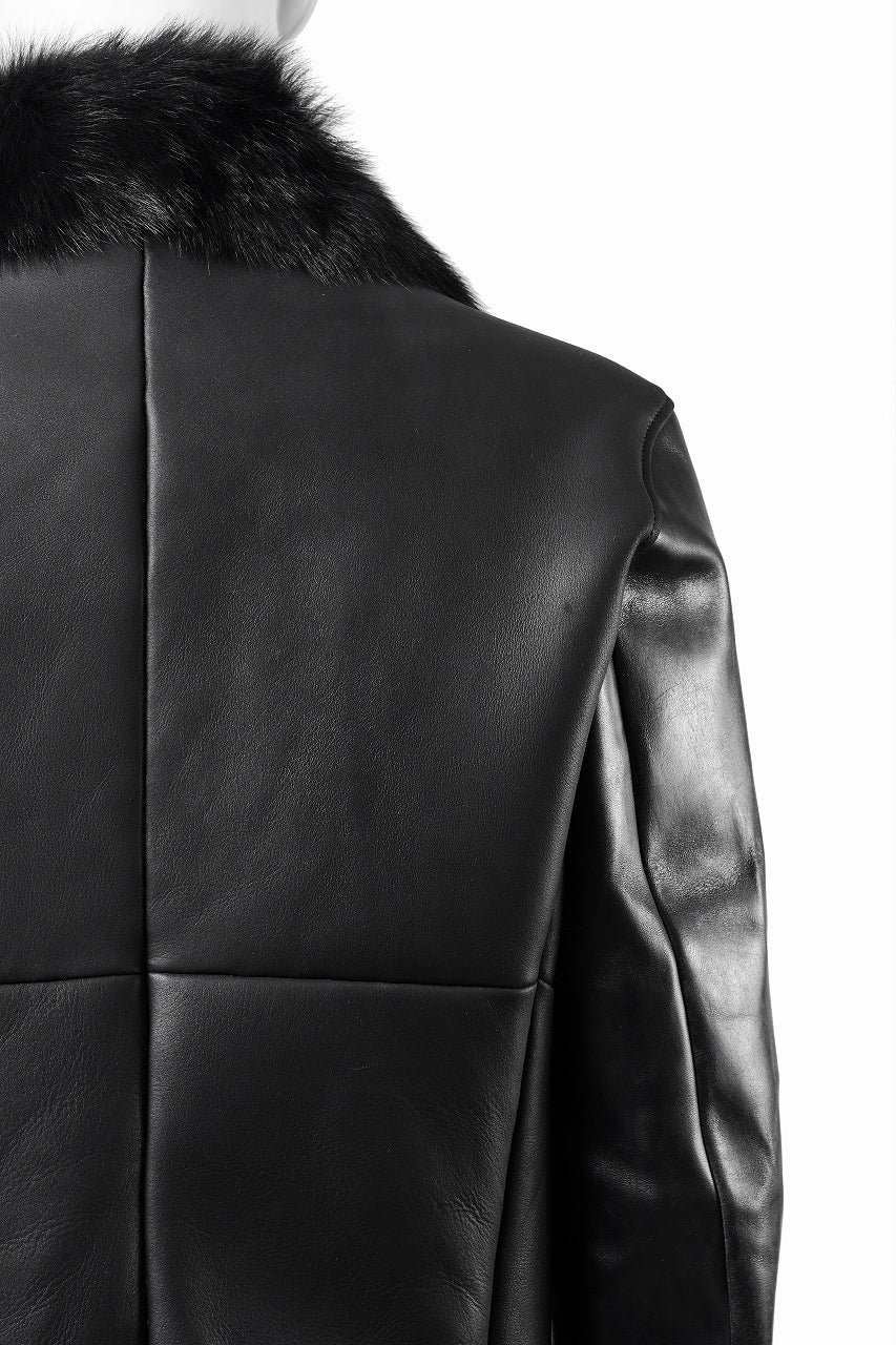 ierib exclusive Double Breasted Riders Jacket / Toscana Shearling Mouton + Horse Leather (BLACK) - Image 13