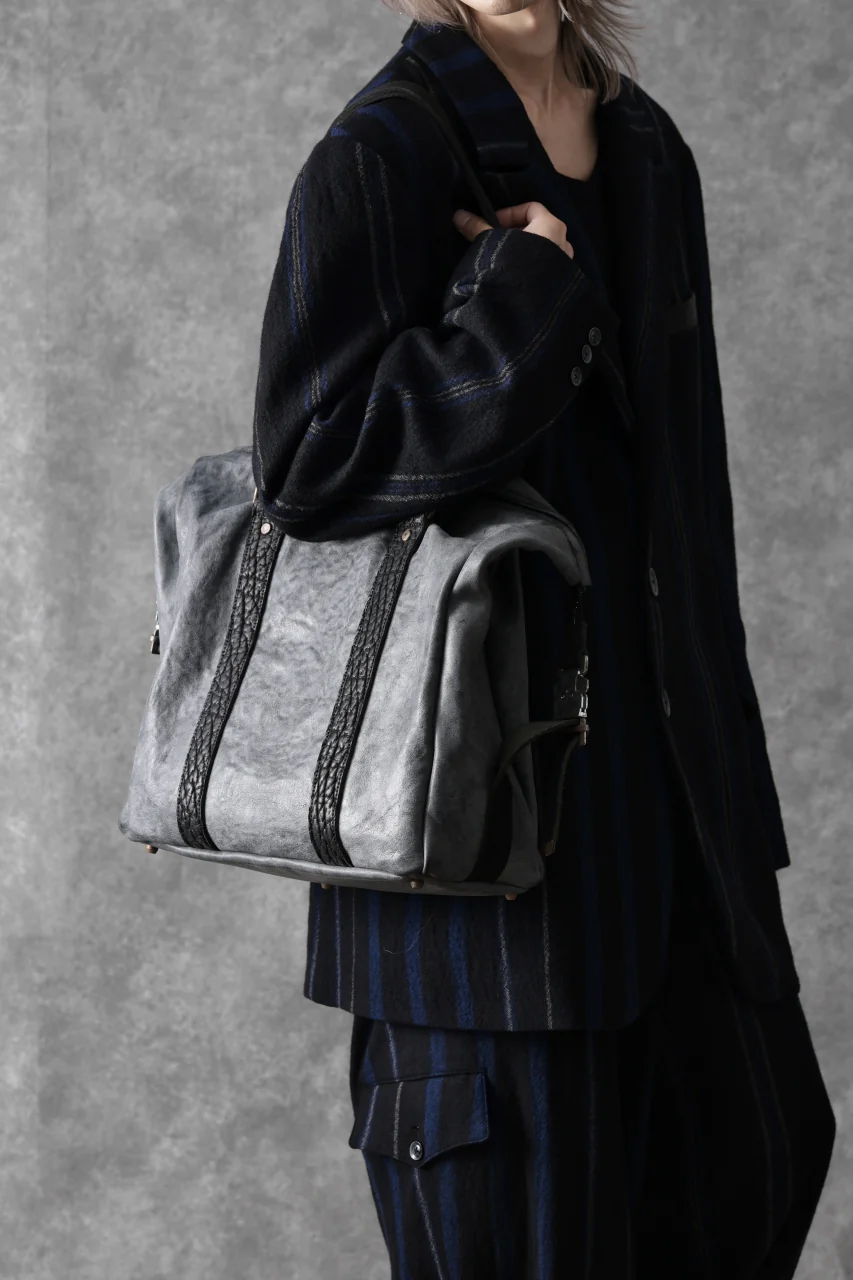 ierib exclusive Dr-Bag Small wt. Strap Belt / White Waxed Shrunken Horse (BLACK) - Image 14