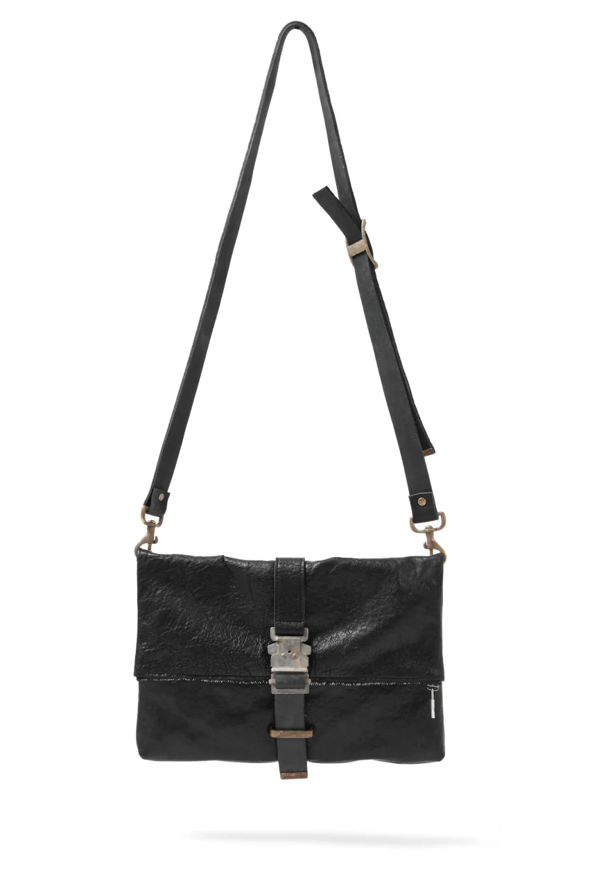 ierib exclusive Folded Clutch Bag with Shoulder Strap / FVT Oiled Horse (BLACK)
