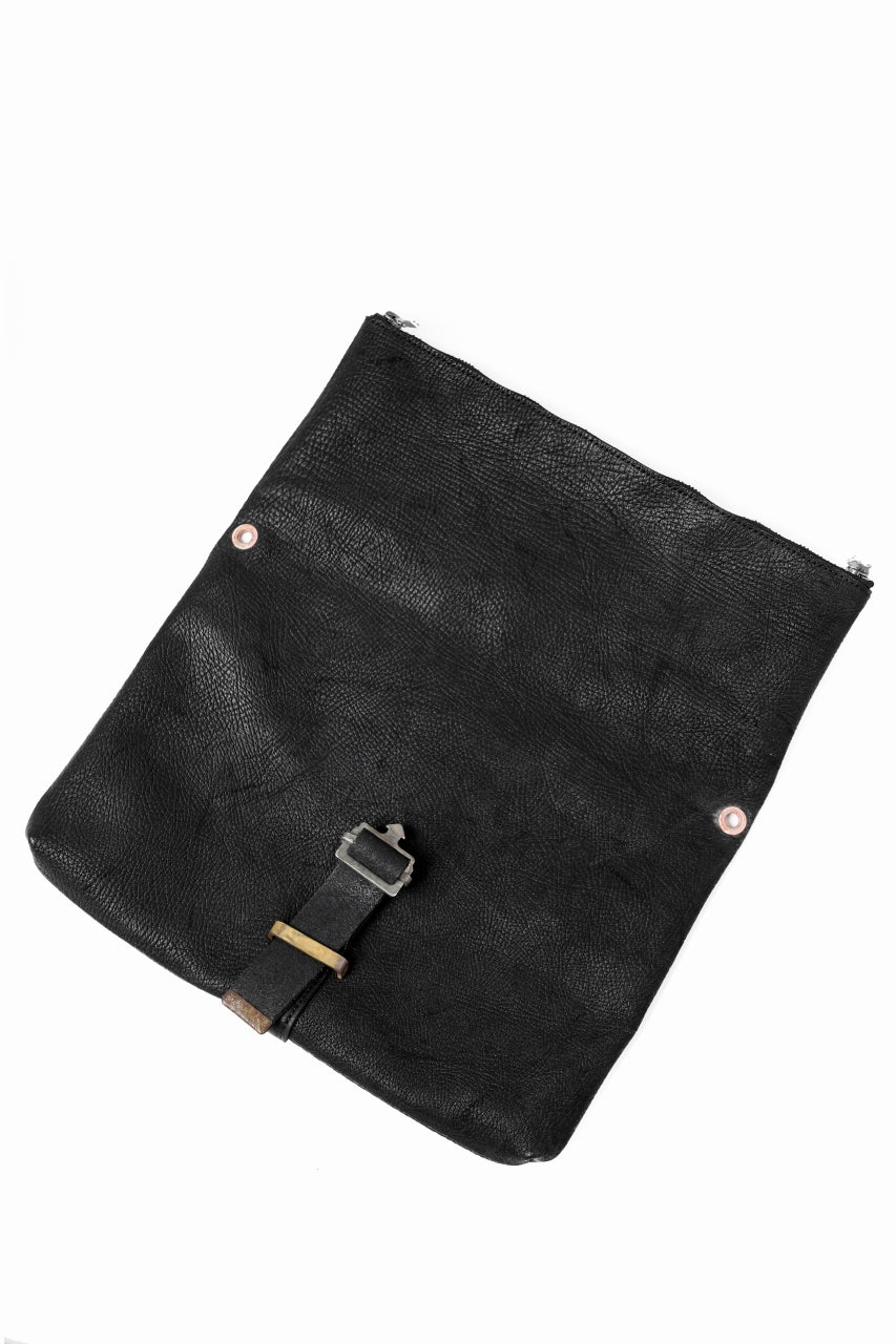 ierib exclusive folded shoulder-clutch bag / Shrunken Rough Bull (BLACK) - Image 24