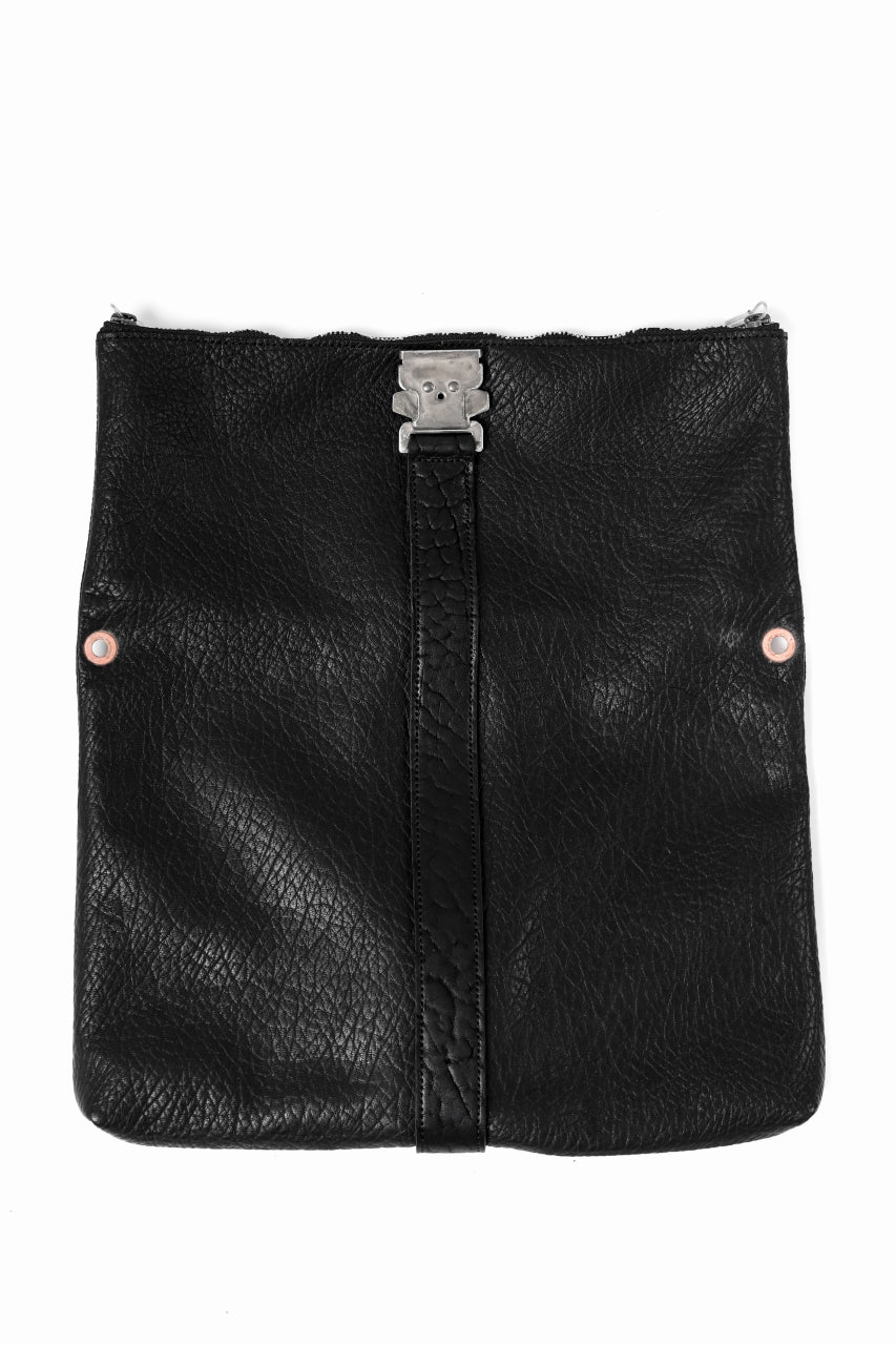 ierib exclusive folded shoulder-clutch bag / Shrunken Rough Bull (BLACK) - Image 26