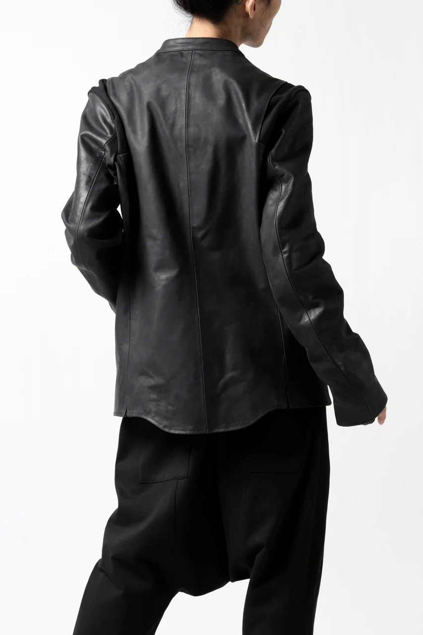 ierib exclusive single biker jacket / Nicolas Italy Vachetta (BLACK) - Image 10
