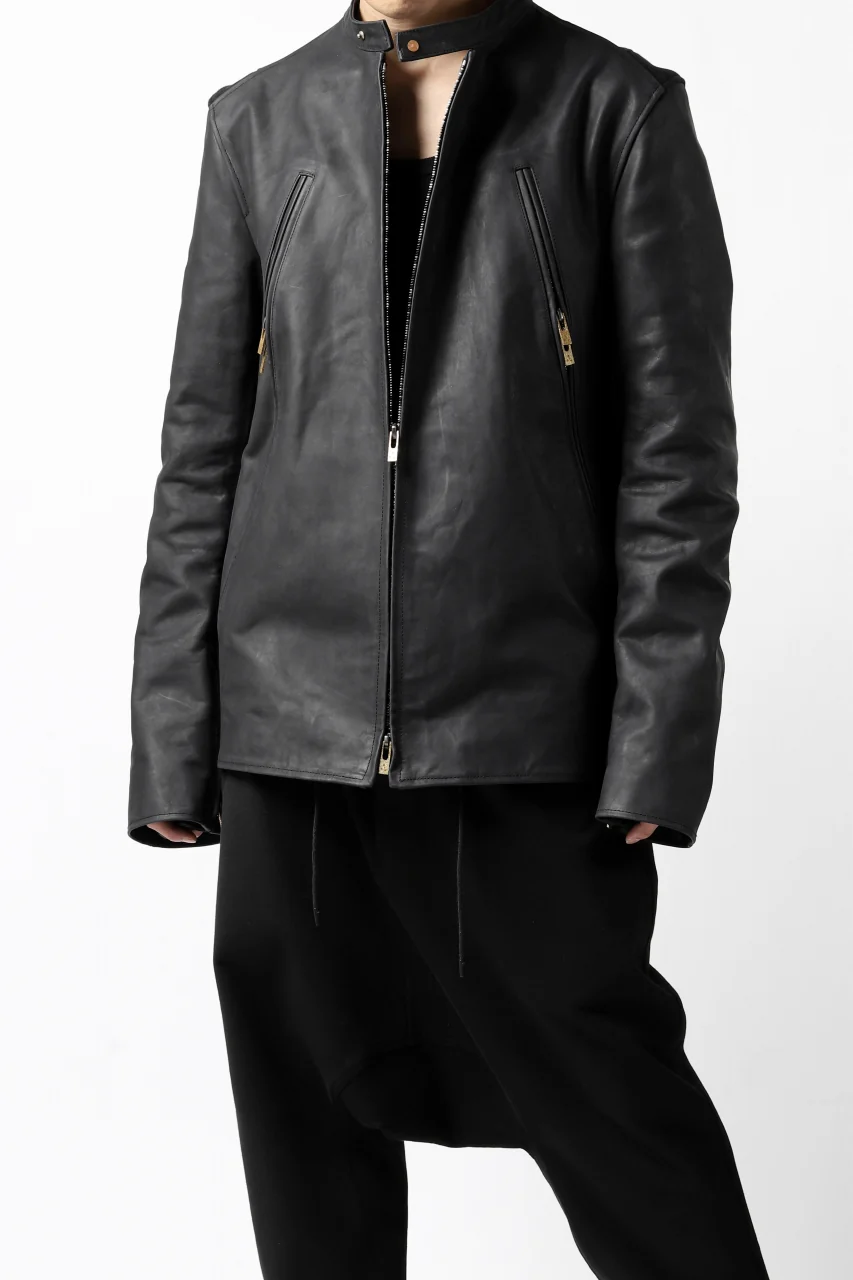 ierib exclusive single biker jacket / Nicolas Italy Vachetta (BLACK) - Image 11