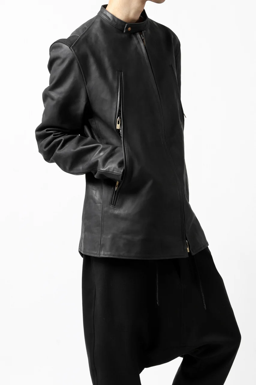 ierib exclusive single biker jacket / Nicolas Italy Vachetta (BLACK) - Image 12