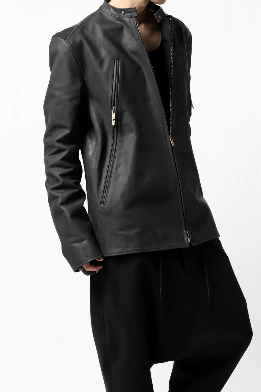 ierib exclusive single biker jacket / Nicolas Italy Vachetta (BLACK) - Image 14