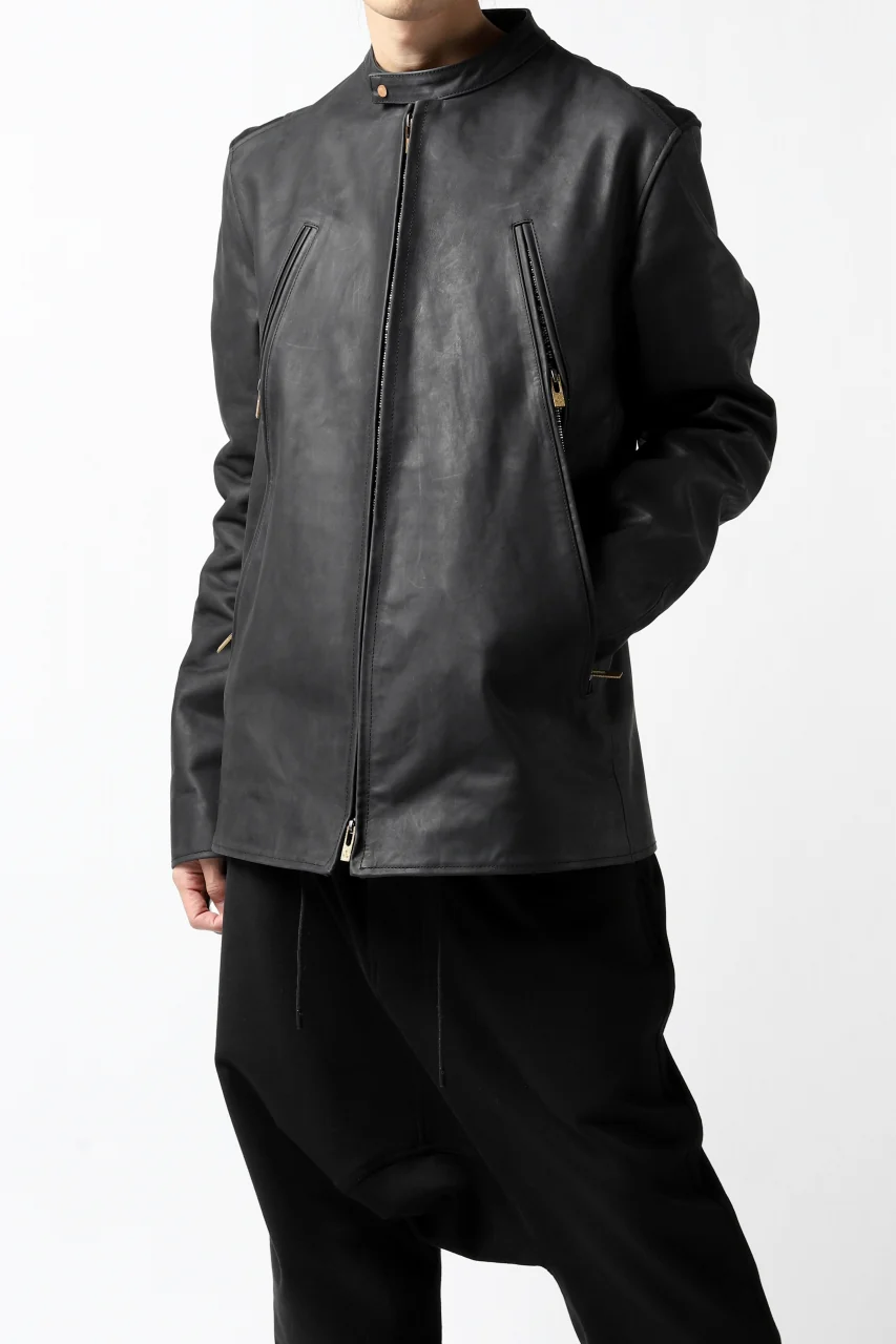 ierib exclusive single biker jacket / Nicolas Italy Vachetta (BLACK) - Image 16