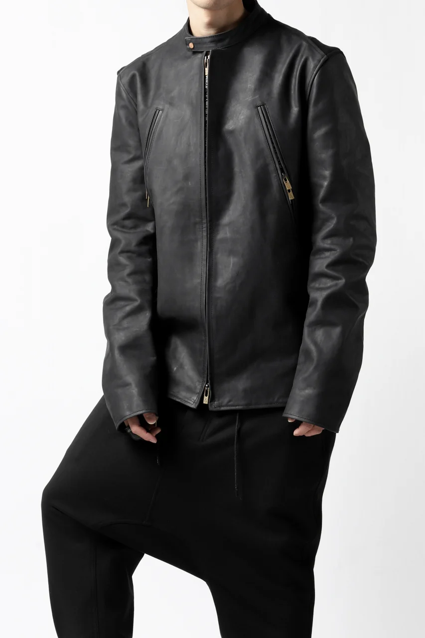 ierib exclusive single biker jacket / Nicolas Italy Vachetta (BLACK) - Image 17