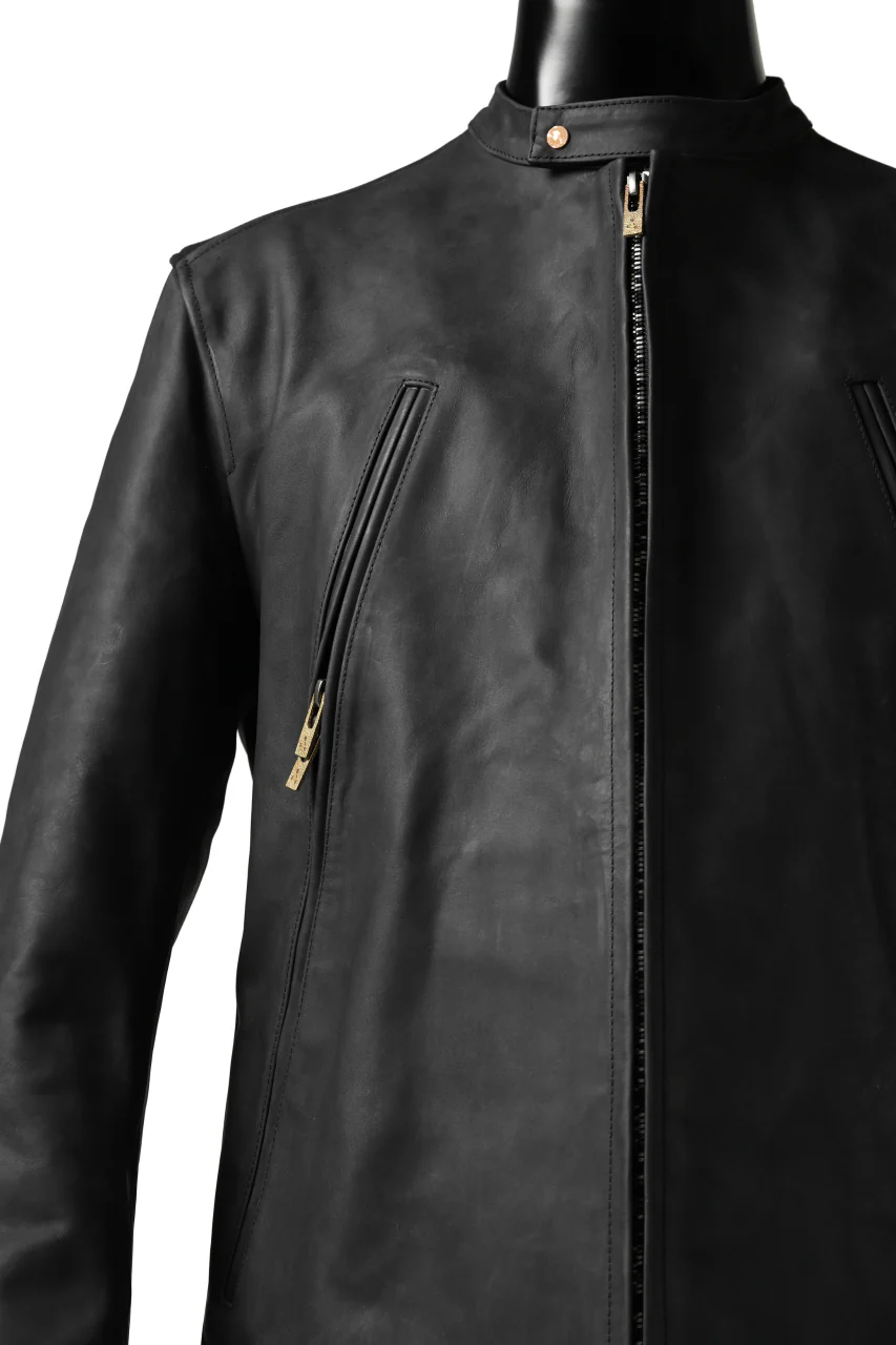 ierib exclusive single biker jacket / Nicolas Italy Vachetta (BLACK) - Image 24