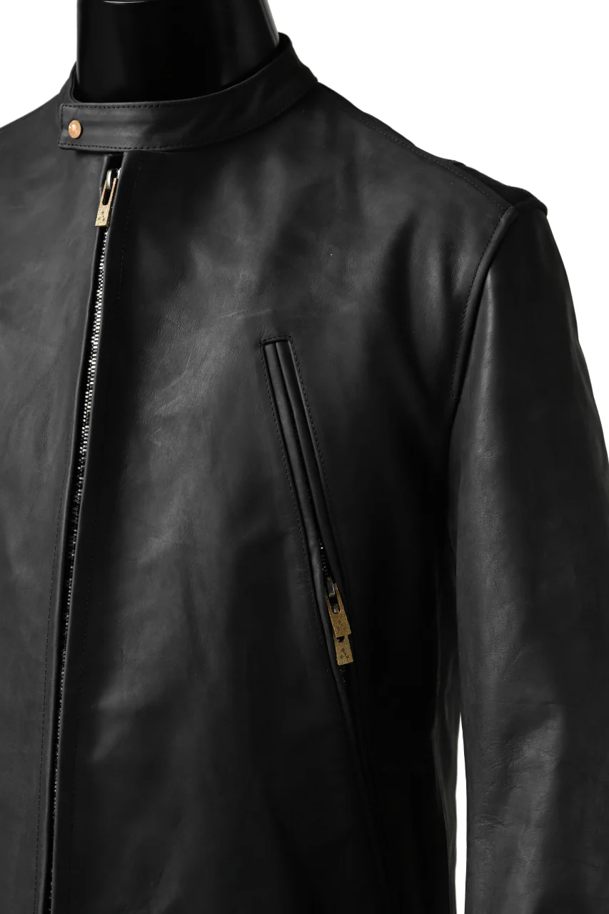 ierib exclusive single biker jacket / Nicolas Italy Vachetta (BLACK) - Image 31