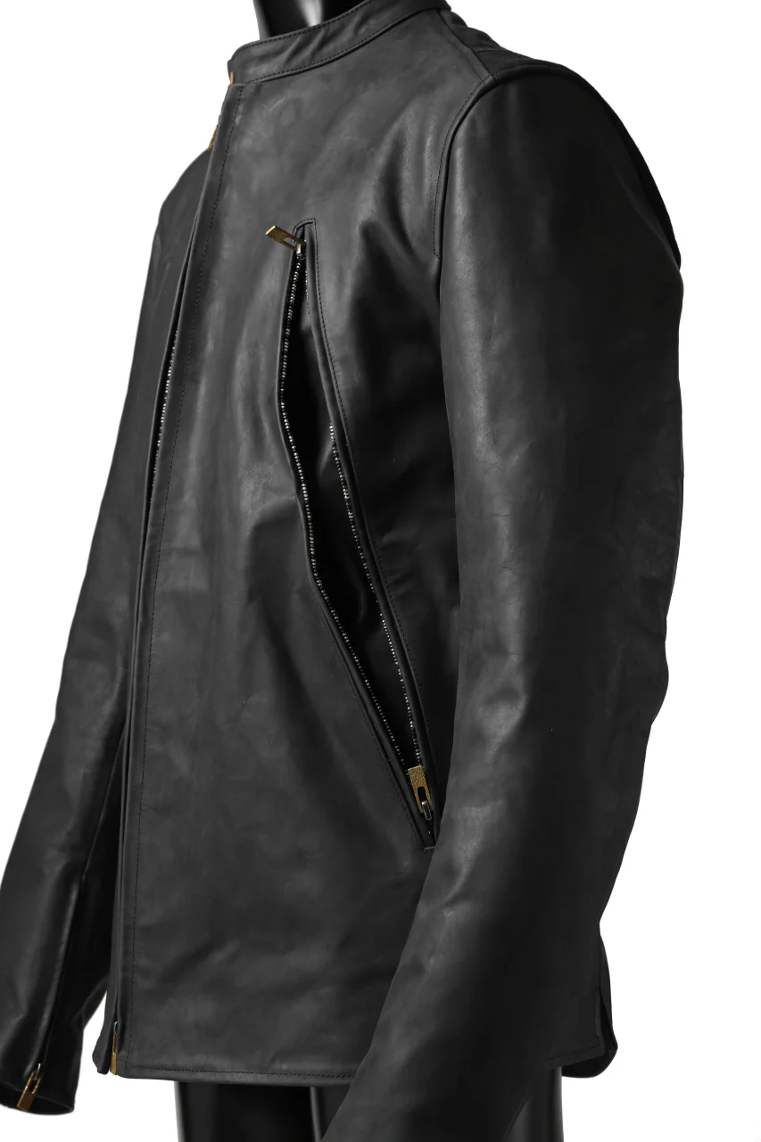 ierib exclusive single biker jacket / Nicolas Italy Vachetta (BLACK) - Image 35