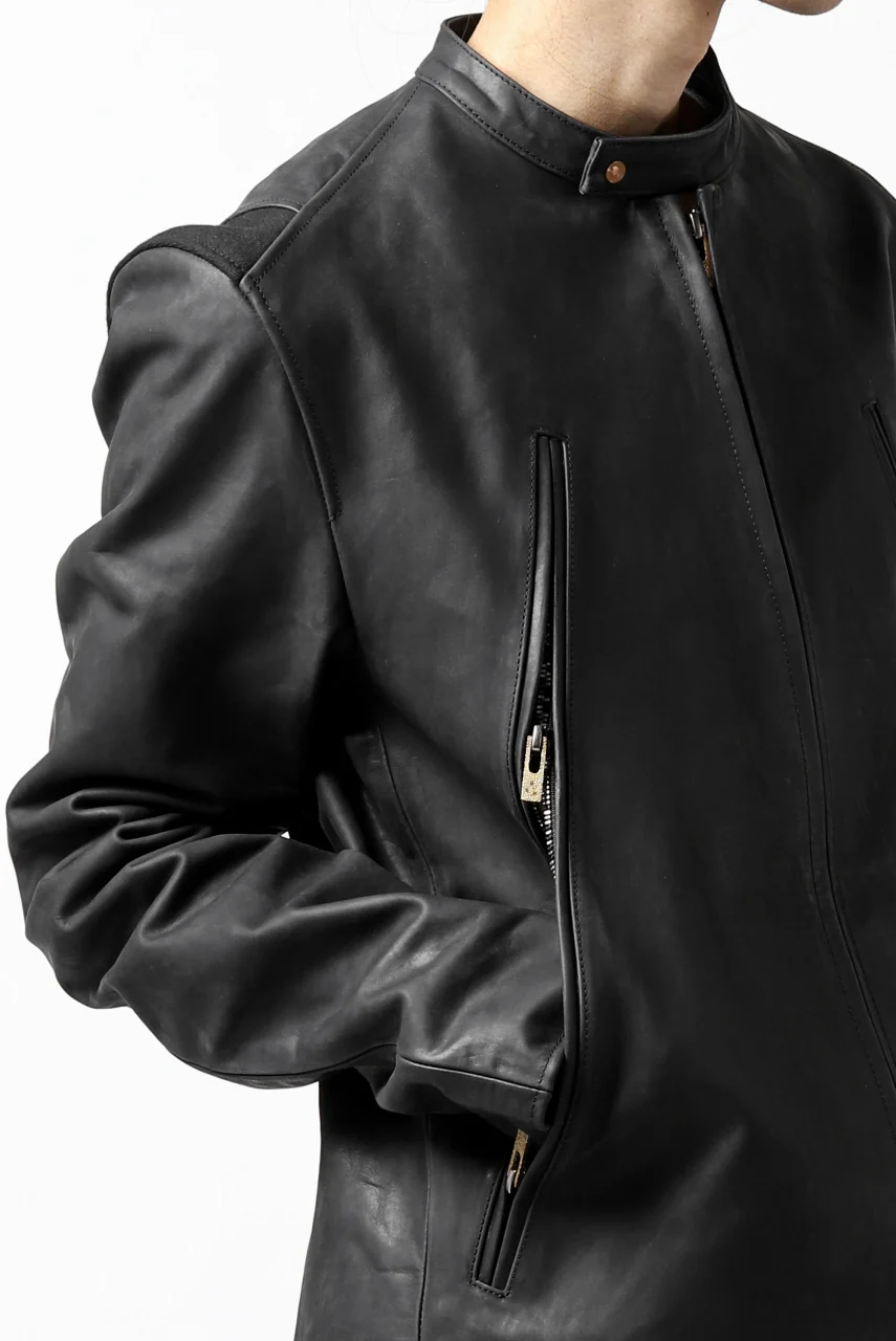 ierib exclusive single biker jacket / Nicolas Italy Vachetta (BLACK) - Image 49