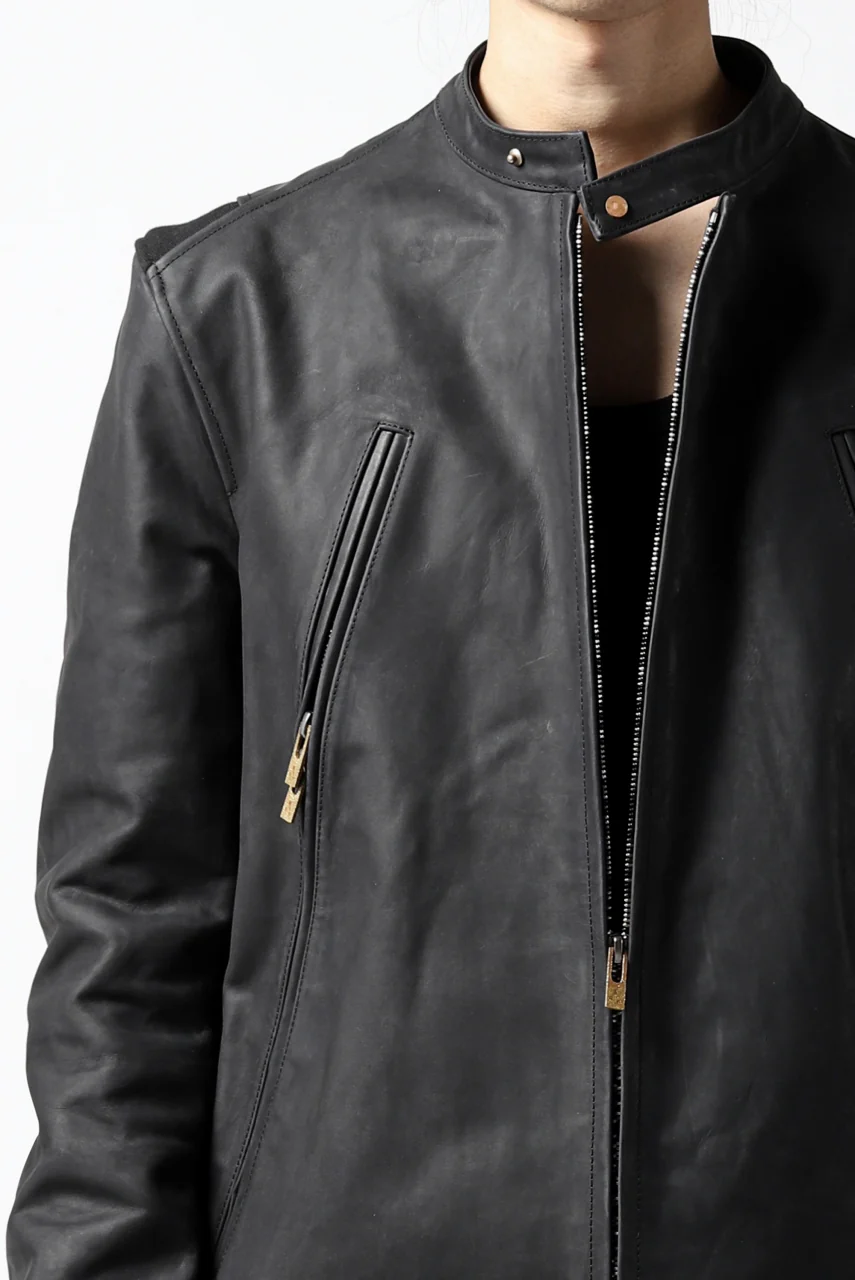 ierib exclusive single biker jacket / Nicolas Italy Vachetta (BLACK) - Image 50