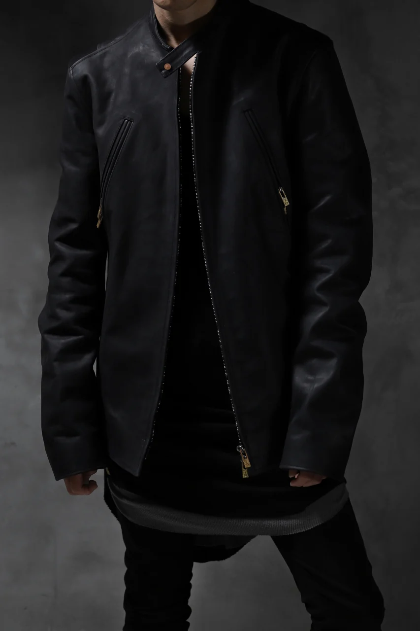 ierib exclusive single biker jacket / Nicolas Italy Vachetta (BLACK) - Image 55