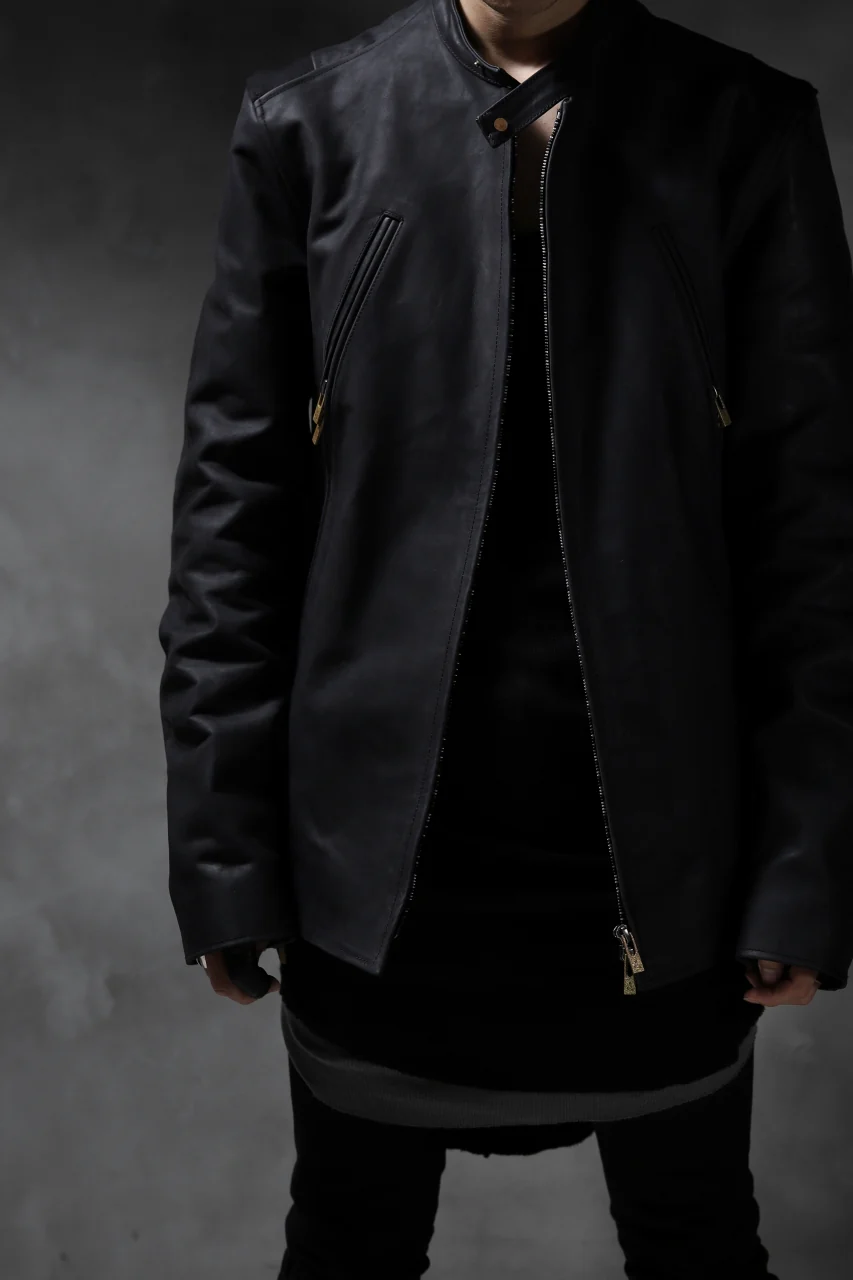 ierib exclusive single biker jacket / Nicolas Italy Vachetta (BLACK) - Image 56