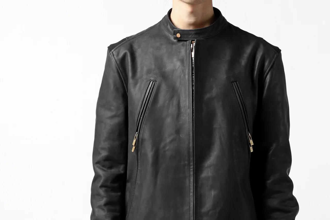 ierib exclusive single biker jacket / Nicolas Italy Vachetta (BLACK) - Image 58