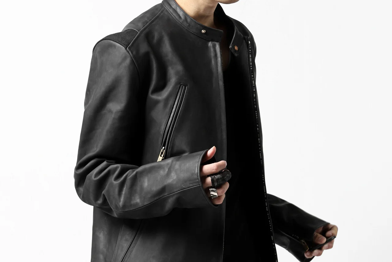 ierib exclusive single biker jacket / Nicolas Italy Vachetta (BLACK) - Image 62