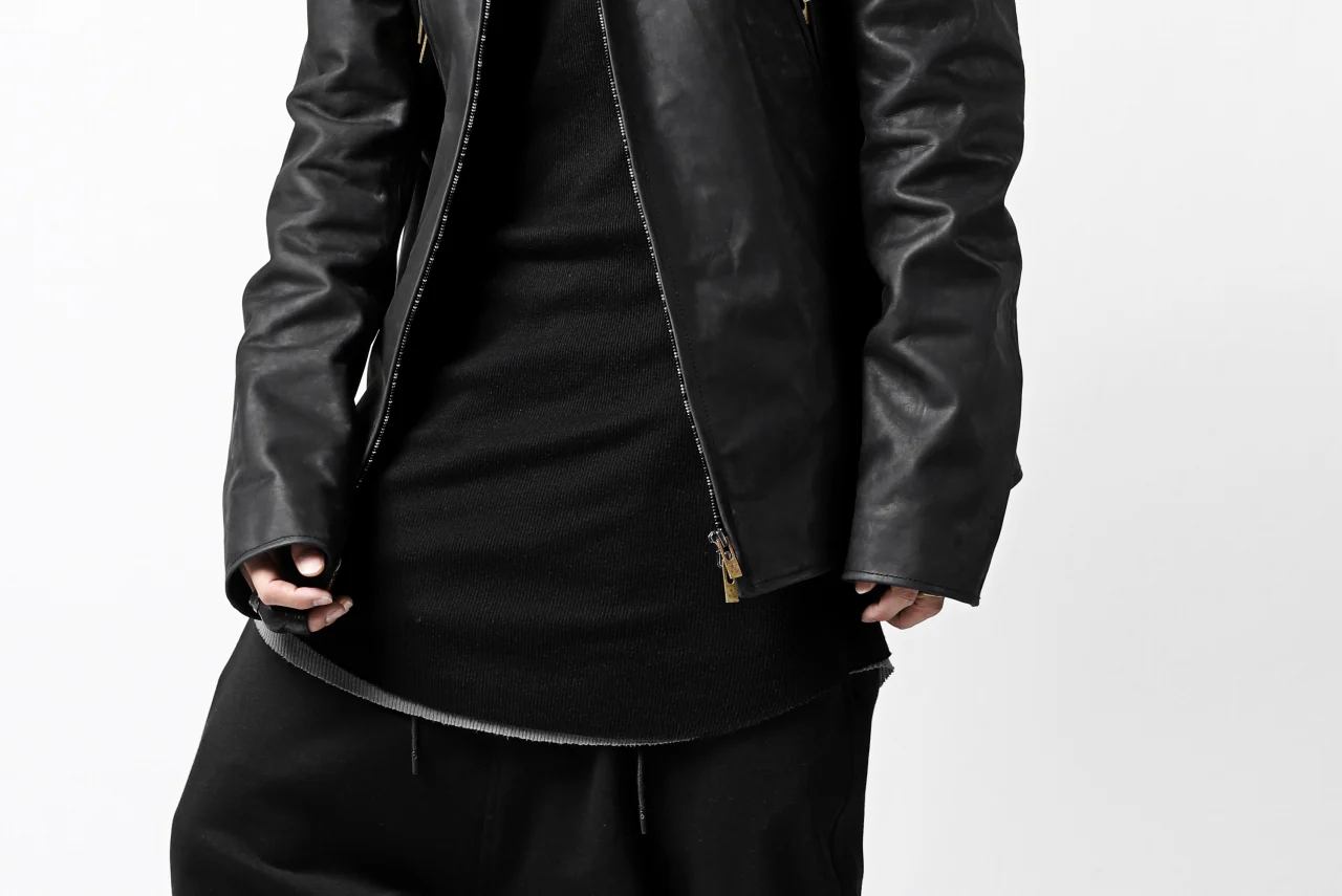 ierib exclusive single biker jacket / Nicolas Italy Vachetta (BLACK) - Image 63