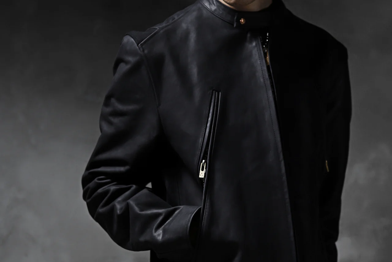 ierib exclusive single biker jacket / Nicolas Italy Vachetta (BLACK) - Image 81