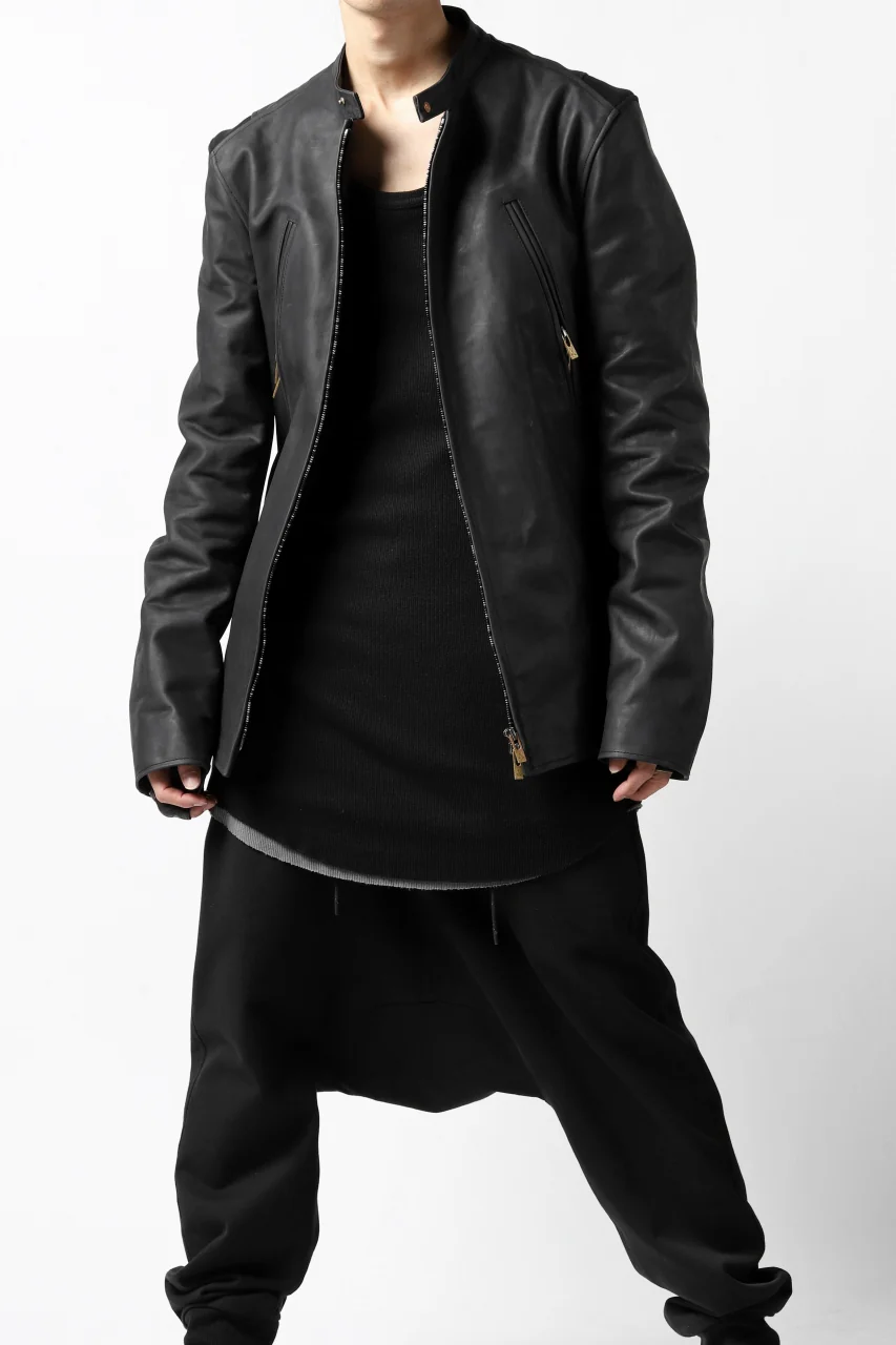 ierib exclusive single biker jacket / Nicolas Italy Vachetta (BLACK) - Image 9